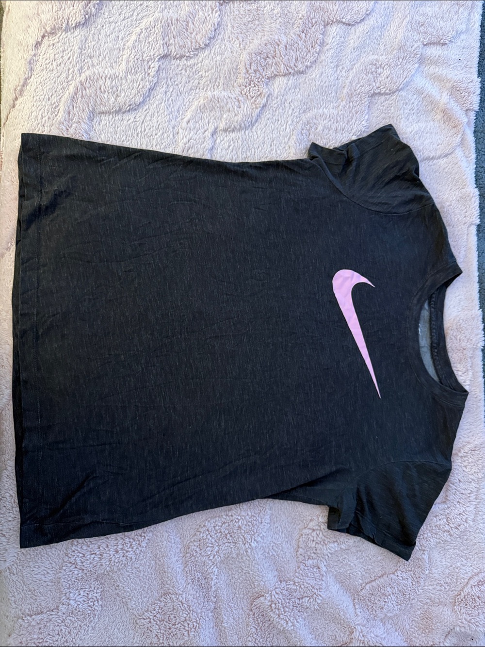 Nike Black Tee Dri-Fit with Pink Swoosh Logo